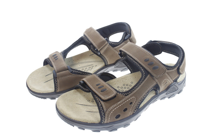 Trekkingsandaler herre brunt skinn str. 46